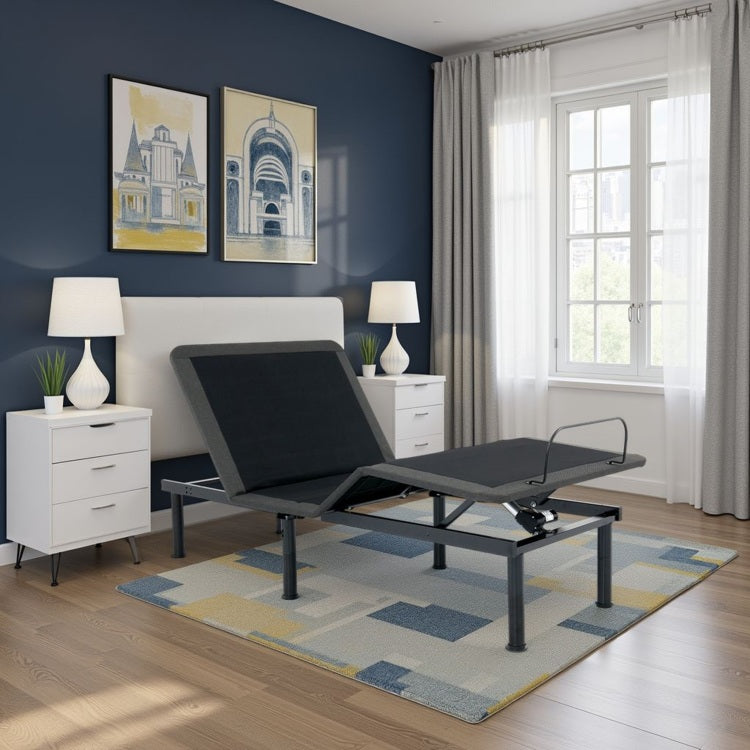 Twin Xl Size Quick Assembly Adjustable Bed Frame With Voice Activated Controls