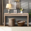 60'' Antique Natural Farmhouse Console Table Retro Wooden Entryway Table With Double Board Suspension Design, Solid Wood & Mdf, Sofa Table For Living Room