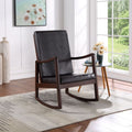 Raina Dark Brown Synthenic Leather & Espresso Finish Rocking Chair