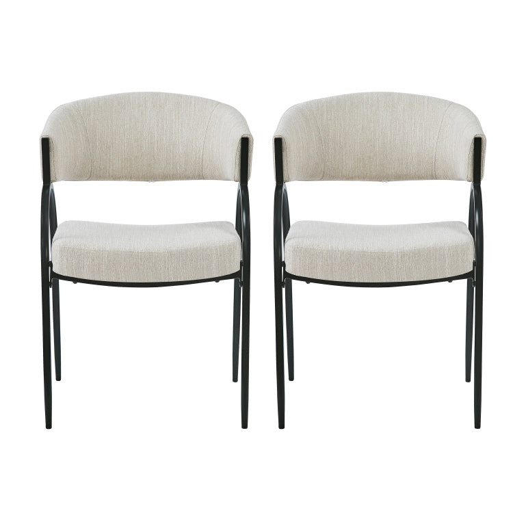 Upholstered Dining Chairs With Metal Legs Set Of 2 ,Beige