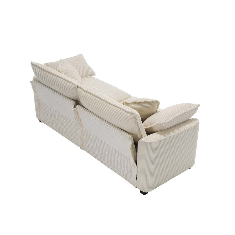 Modern Fabric Living Room Sofa 2 Seater Sofa With 4 Pillows ,Upholstered Large And Deep Seating 2 Seat Loveseat Sofa, Light Beige Corduroy