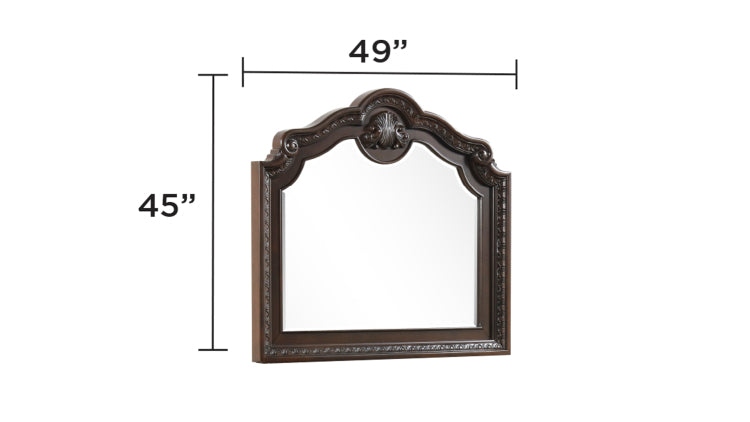 Traditional Style Mirror Made With Wood Frame In Walnut