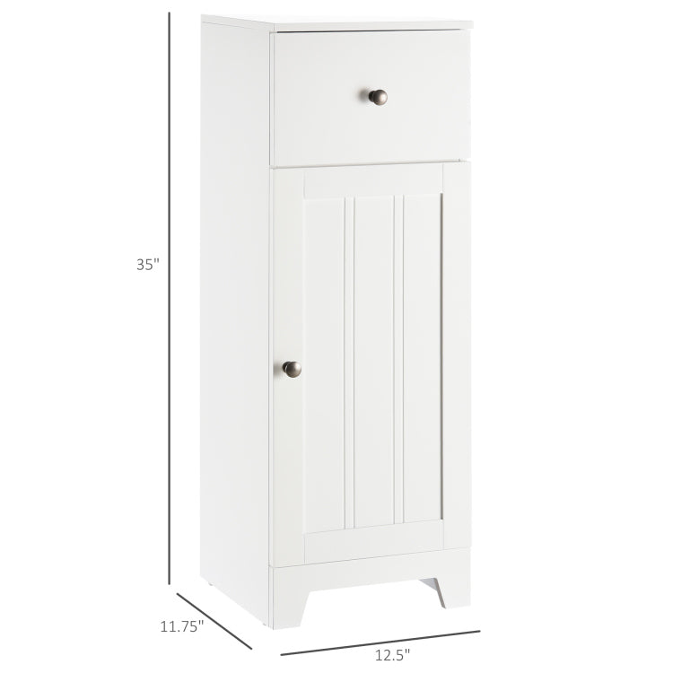 Kleankin Short Bathroom Storage Cabinet, Cabinet Organizer With 1 Drawer And Adjustable Shelf For Living Room, White