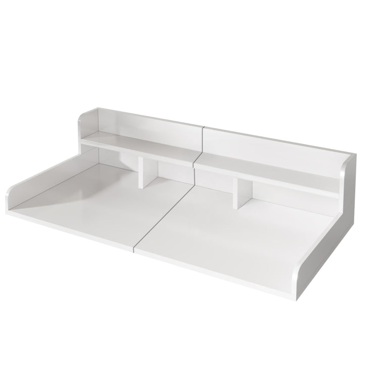 Washer Dryer Countertop With Non Slip Pads Laundry Wood Shelf Topper With Edge, 54" Width X 27.5" Depth Double Layer Organizer For Washer And Dryer Laundry Hamper Counter Storage Organization White