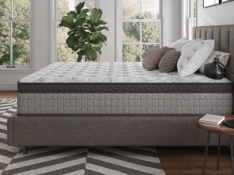 Assembled In Usa 12" King Diamond Innerspring Hybrid And Cooling Gel Memory Foam Mattress, Pressure Relief, And Motion Isolation, Certipur Us And Oeko Tex Certified