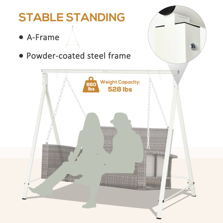 Outsunny Metal Porch Swing Stand, Heavy Duty Swing Frame, Hanging Chair Stand Only, 528 Lbs Weight Capacity, For Backyard, Patio, Lawn, Playground, White