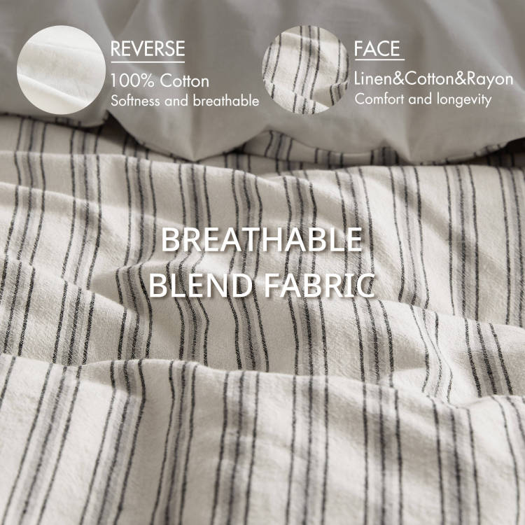 3 Pcs Queen Duvet Set Grey