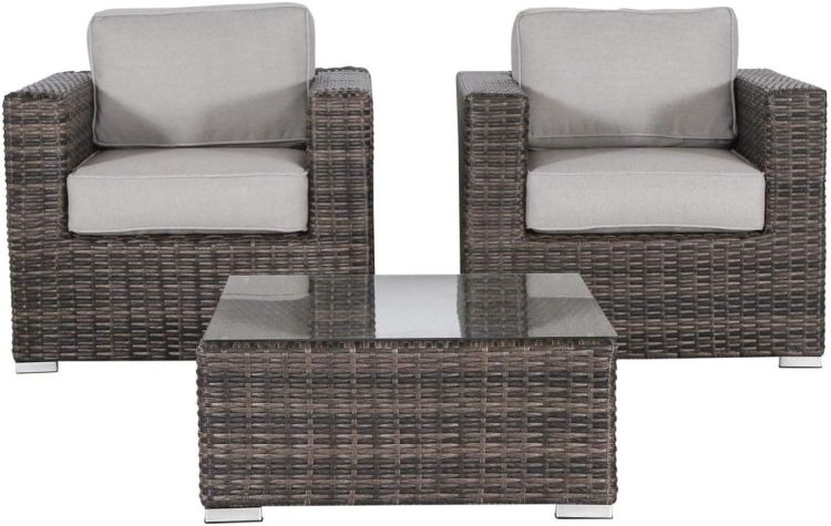 Lsi 3 Piece Wicker Rattan Patio Sofa Set Resort Grade Outdoor Seating With Cushioned Comfort