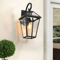 21" H 1 Pack Outdoor Wall Lantern Light Modern Black Metal & Clear Glass Sconce For Porch, Patio, And Garden Lighting Bulb Not Included