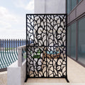 Metal Privacy Screens W3.8Ft X H6Ft Outdoor And Indoor Divider With Free Standing Decorative Privacy Screen For Balcony Patio Garden Room Divider, Black Bird Shape