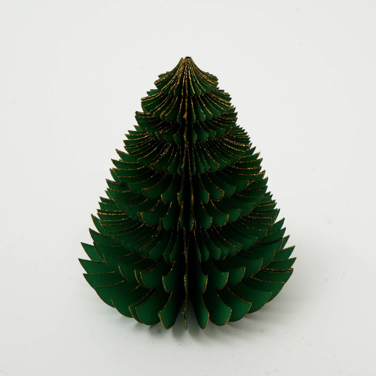 Handmade Green Paper Tree Festive Holiday D Cor 5.8X5.8X7"