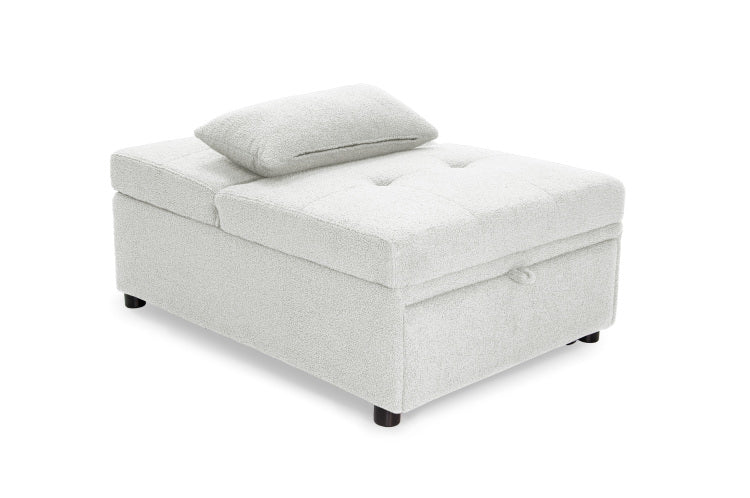 Convertible Sleeper Sofa Chair In Sherpa White