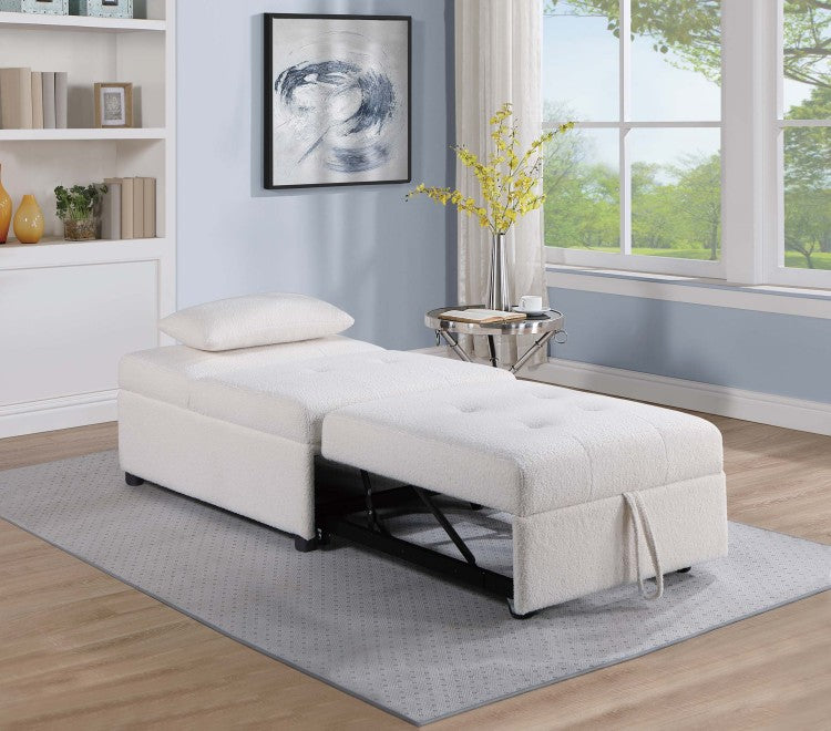 Convertible Sleeper Sofa Chair In Sherpa White