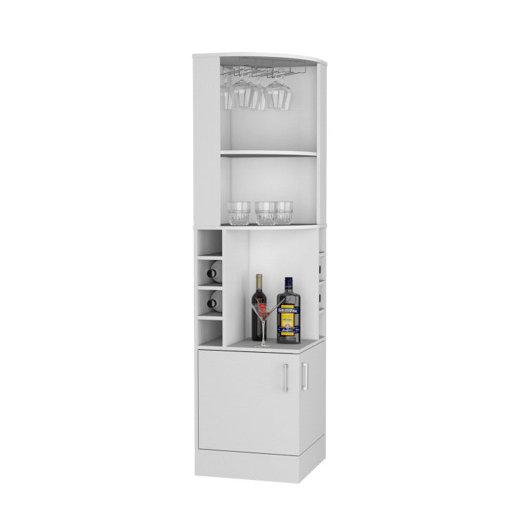 Corner Bar Cabinet, Double Door Cabinet, Glass Rack, Eight Built In Wine Rack
