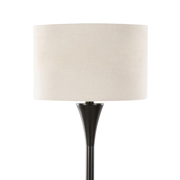 65" Contemporary Metal Floor Lamp In Oil Rubbed Bronze With Natural Linen Shade