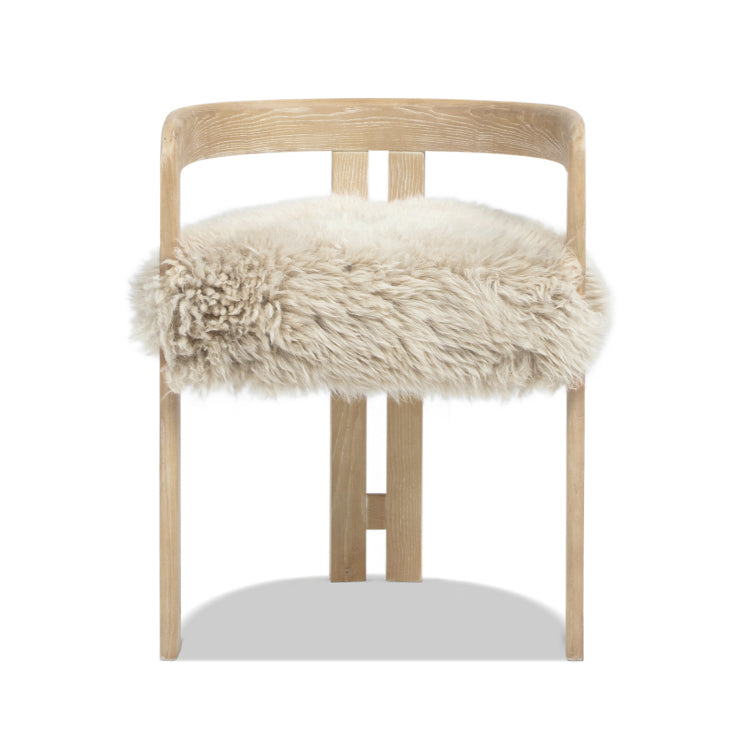 Millwick 21" Low Back Genuine Fur Dining Chair, Natural Blonde Genuine Fur