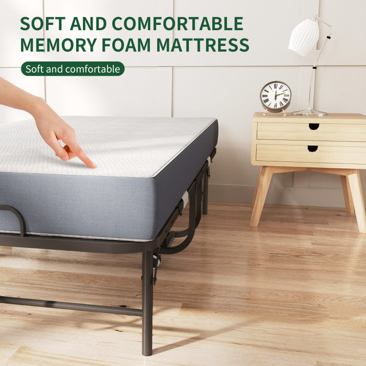 75" X 38" Inch Extra Long Folding Bed For Tall People, Heavy Duty 450Lbs Capacity Rollaway Guest Bed With 5" Memory Foam Mattress, Portable Space Saving Twin Size Bed