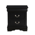 1Pc Traditional Classic Black Finish 2 Drawers Nightstand Wooden Bedroom Furniture