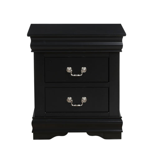 1Pc Traditional Classic Black Finish 2 Drawers Nightstand Wooden Bedroom Furniture