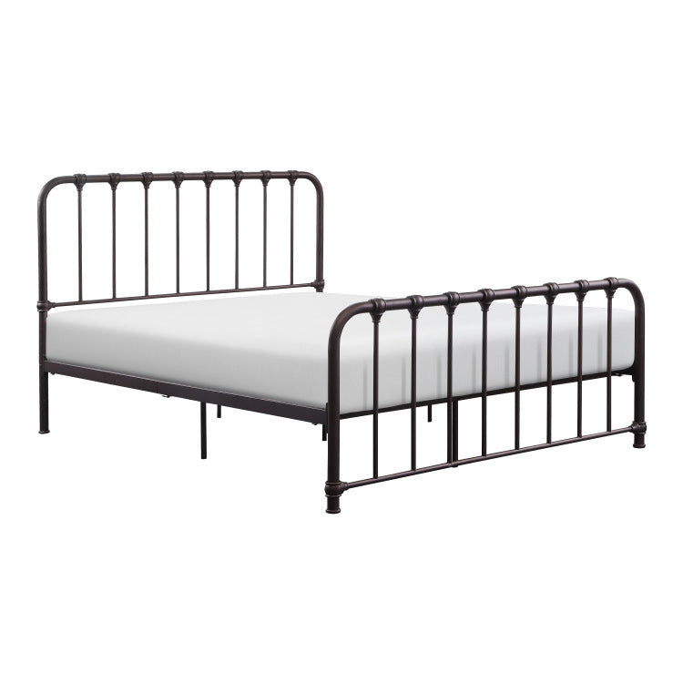 Metal Bed Dark Bronze Finish Full Platform Bed 1Pc, Bed In A Box