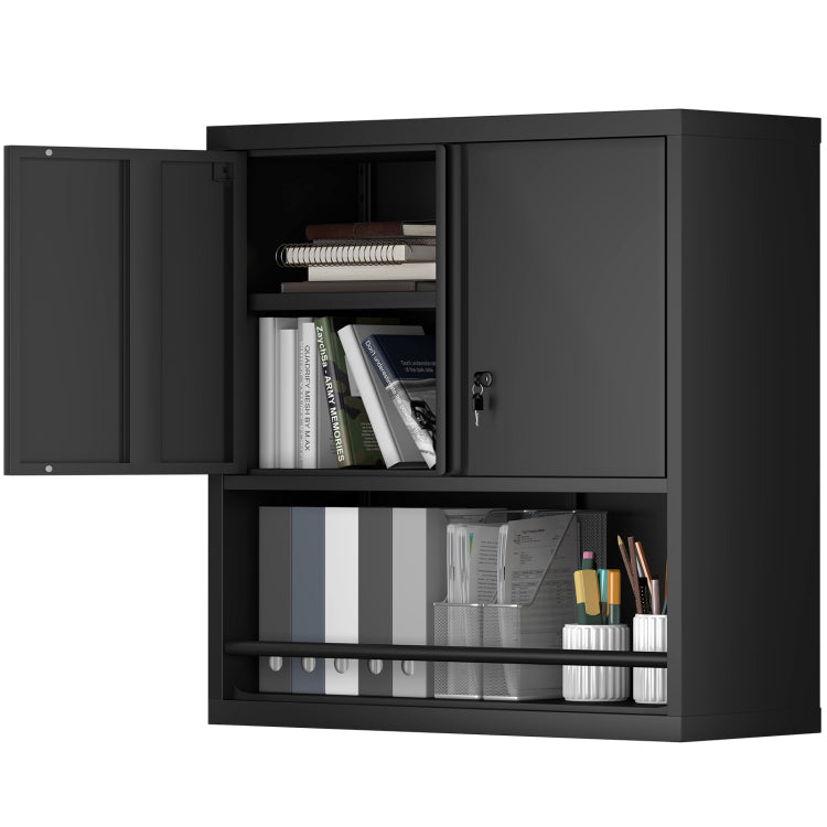 Metal Adjustable 2 Doors Metal Storage Cabinet Kitchen Pantry Cabinet With Adjustable Shelves Tall Steel Cabinet Locker For Kitchen, Living Room, Dining Room And Office