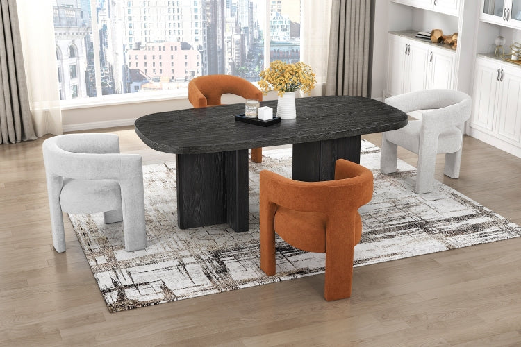 Modern Luxury Dining Furniture Elegant Side Chairs Set Of 2 Light Gray Soft Boucle Fabric Plush Upholstery Comfortable, Chairs For Restaurant Aesthetic