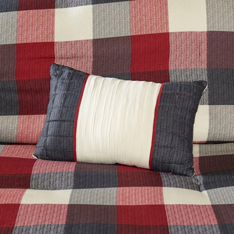 7 Piece Herringbone Comforter Set Red Queen