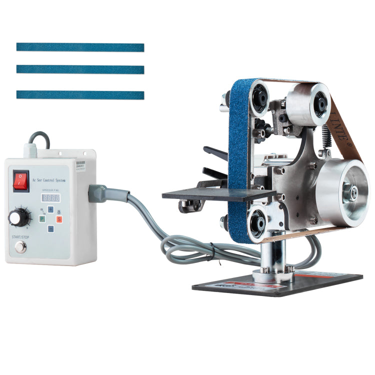 Belt Grinder Sander, 30 X 1 Inch Variable Speed Belt Polisher With Vfd, 550W Polishing Grinding Machine With 2 Grinding Moulds & 3Pcs Sanding Belts For Metalworking, Knife Making