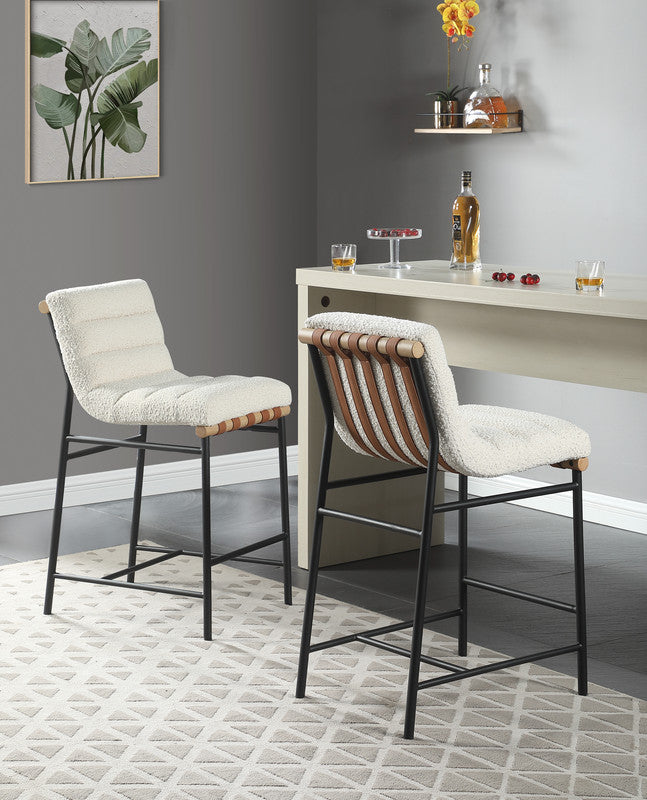 Liana 17.75"W White Boucle Fabric Counter Height Chair