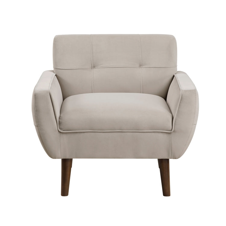 Brown Accent Chair Upholstered Velvet Cushion Seat Back Tufted Contemporary Living Room Furniture 1Pc