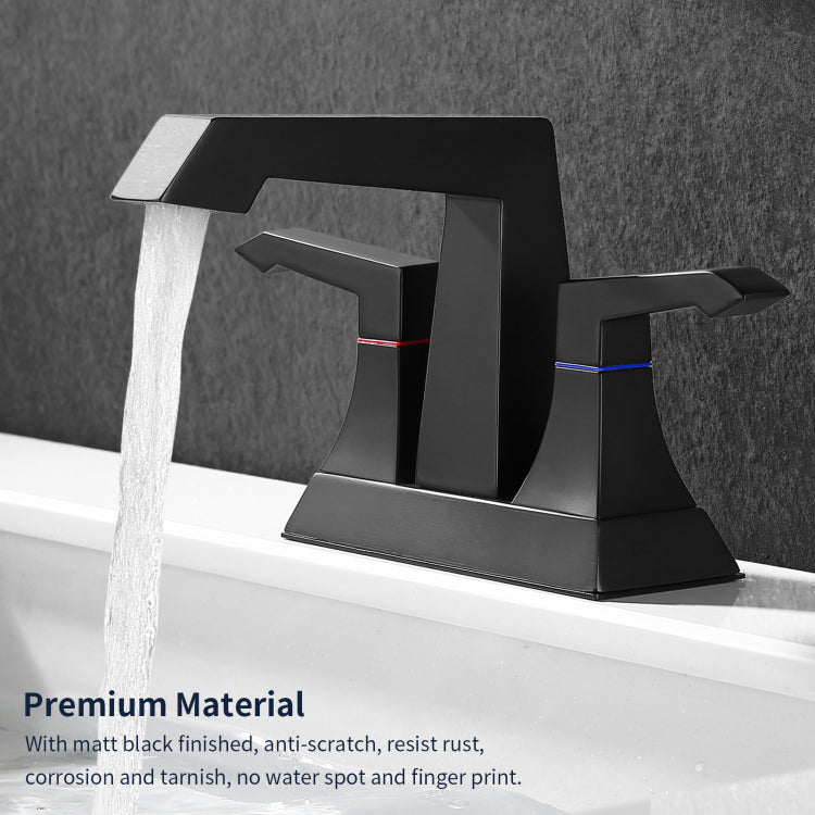 2 Handle Heavy Duty Bathroom Faucet With Drain And Supply Kits, Modern Style Lavatory Deck Mounted Faucet Matte Black 4001 Mb