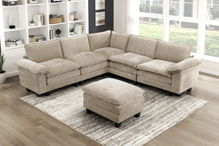 Modern Style Armless Chair Taupe Chenille Fabric Upholstery Contemporary Living Room Furniture 1Pc Durable Plywood Plush Comfort