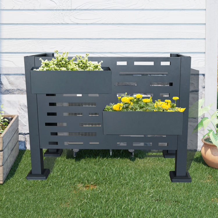 3Ftx2Ft Air Conditioner Fence For Outdoor Units,Metal Privacy Fence Cover, Perfect To Conceal Air Conditioning Units,3 Fence Panels