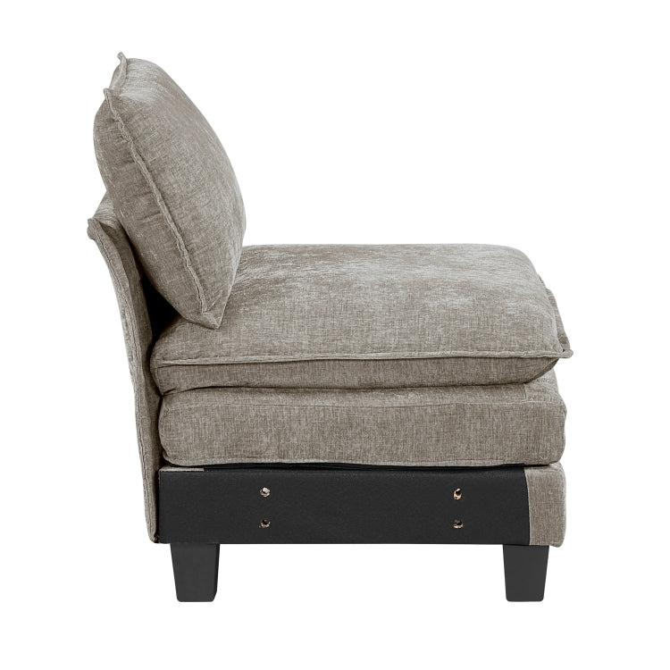 Modern Style Armless Chair Chenille Fabric Upholstery Contemporary Living Room Furniture 1Pc Durable Plywood Plush Comfort