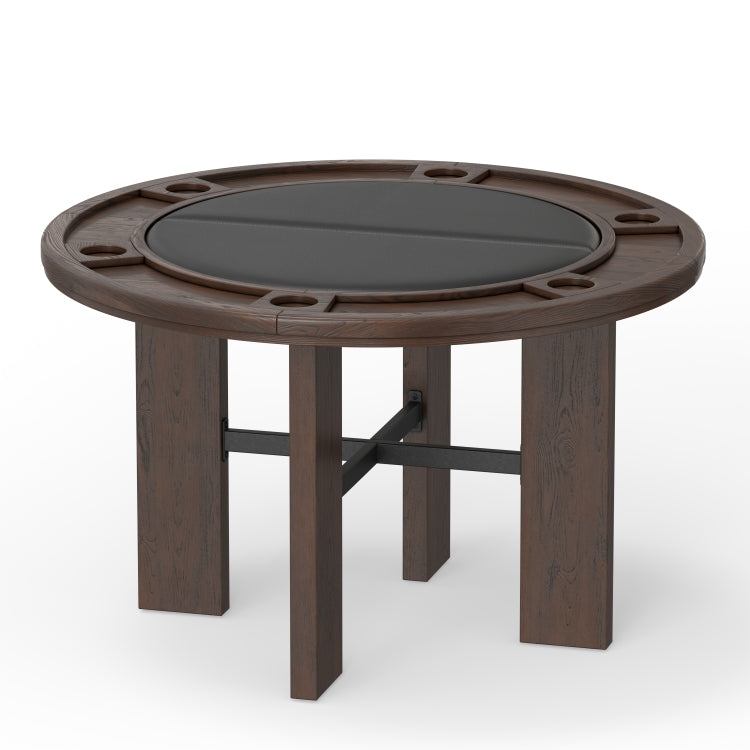 Gorman Dining And Game Table In Walnut Finish With Black Faux Leather Insert