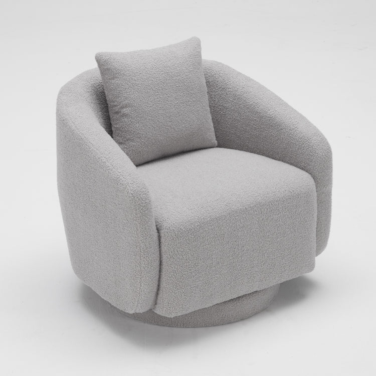Swivel Accent Chair, Barrel Armchair With Back Pillow & Wood Frame For Living Room, Bedroom, Office
