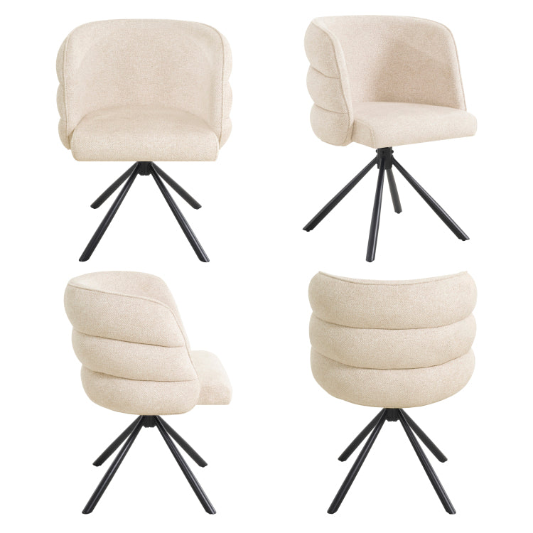 270 Swivel Home Office Desk Chairs Set Of 2,Modern Dining Chairs, Upholstered Bedroom Chairs With Metal Base,Makeup Chair For Vanity, For Living Room, Bedroom,Study Room,Dining Room Beige