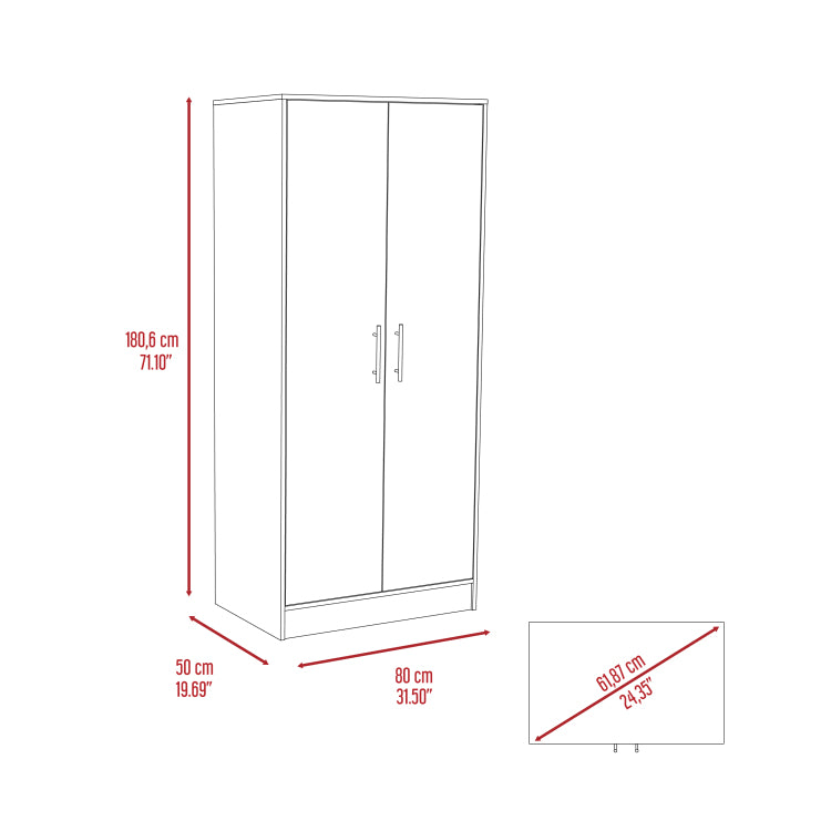 Rio Double Door Armoire, One Cabinet, Hidden Drawer