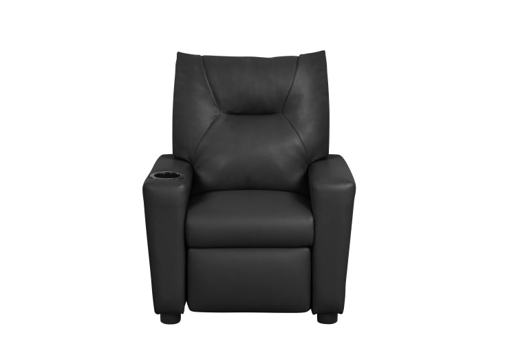 Perline 23"W Black Pu Leather Kids Recliner Chair With Cupholder