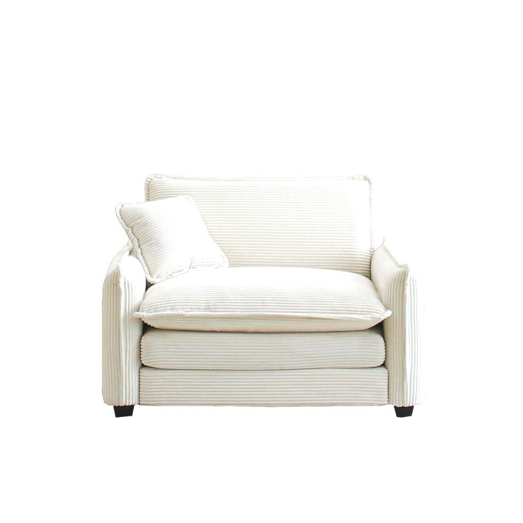 Comfortable Single Deep Seat Sofa With One Pillow, Suitable For Living Room And Bedroom, Club Multiple Occasions,Beige Corduroy