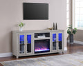 Ellington 70"W Light Gray Finish Fireplace Tv Stand Console With Heater, Led Light, Cabinets, Shelves