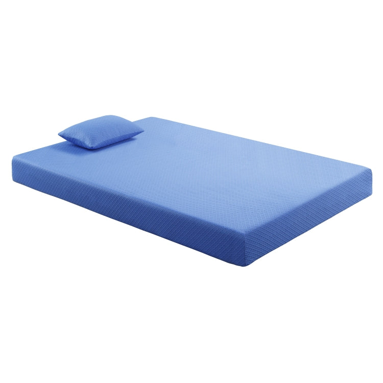7Inch Full Mattress And Pillow Set Fabric Gel Infused Memory Foam Mattress, Blue, Mattress In A Box