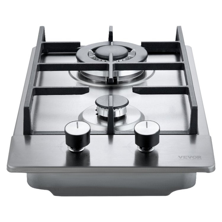 Gas Cooktop 12 Inch, Max 12250Btu 2 Burners Built In Stainless Steel Gas Stove Top, Lpg Ng Convertible Dual Fuel Natural Gas Hob With Thermocouple Protection