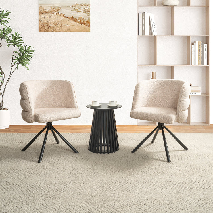270 Swivel Home Office Desk Chairs Set Of 2,Modern Dining Chairs, Upholstered Bedroom Chairs With Metal Base,Makeup Chair For Vanity, For Living Room, Bedroom,Study Room,Dining Room Beige