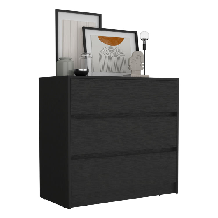 Dresser 31"H, 3 Drawers, Chest Of Drawers, Black