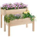 Outsunny 34"X34"X28" Raised Garden Bed, 2 Tier Elevated Wood Planter Box For Backyard, Patio To Grow Vegetables, Herbs, And Flowers, Natural