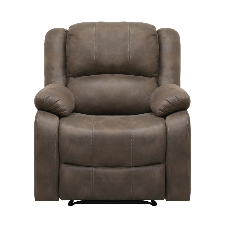 Modern Reclining Chair Brown Polished Microfiber Pillowtop Arms Solid Wood Frame 1Pc Living Room Furniture