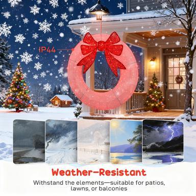 Lighted Wreath Decoration With Dual Color Led, 48 Inch Christmas Wreath With Daily Timer, Remote