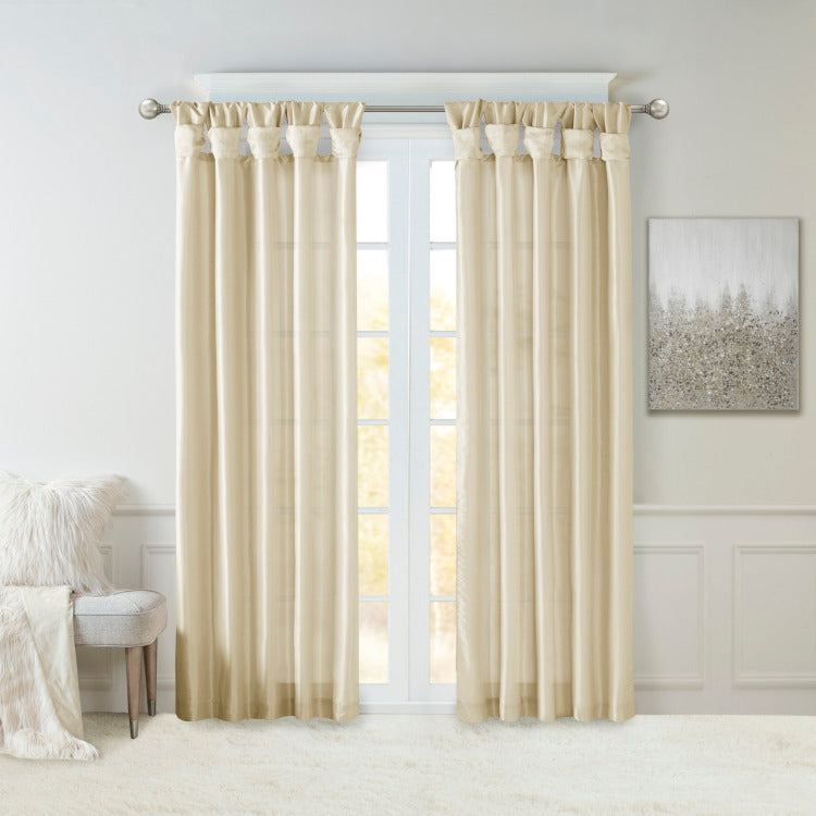 Twist Tab Lined Window Curtain Panel Champagne 50X95"