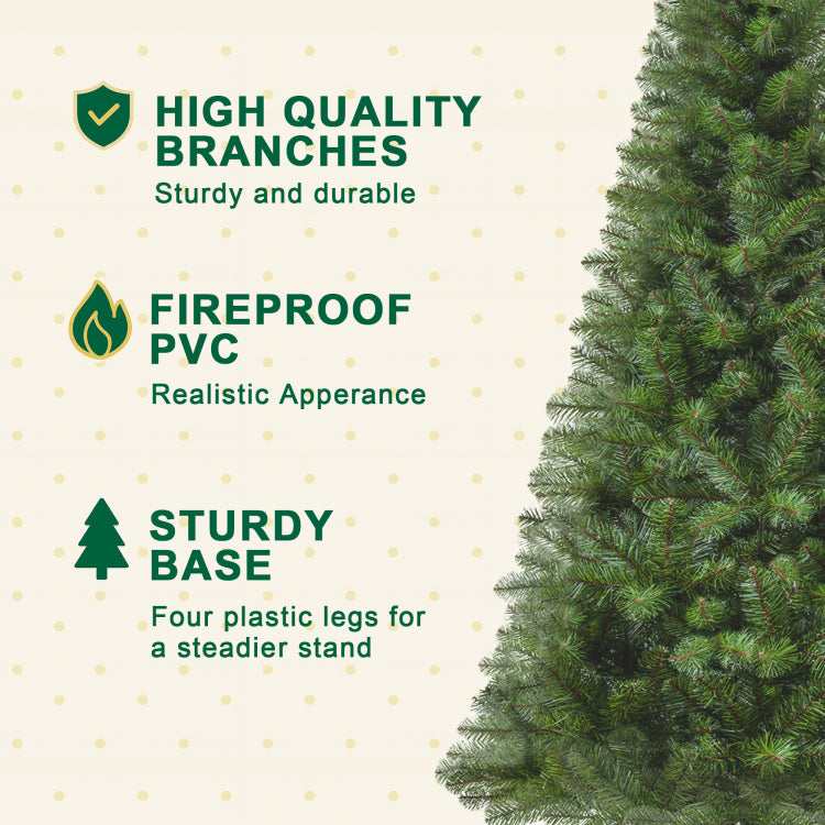 6Ft Unlit Artificial Christmas Tree With 490 Tips, Pvc Full Branches, Classic Green Holiday Tree With 4 Leg Plastic Stand For Indoor Home Decoration